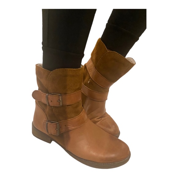 Aldo distressed leather & suede booties Sz 7 - Picture 2 of 16